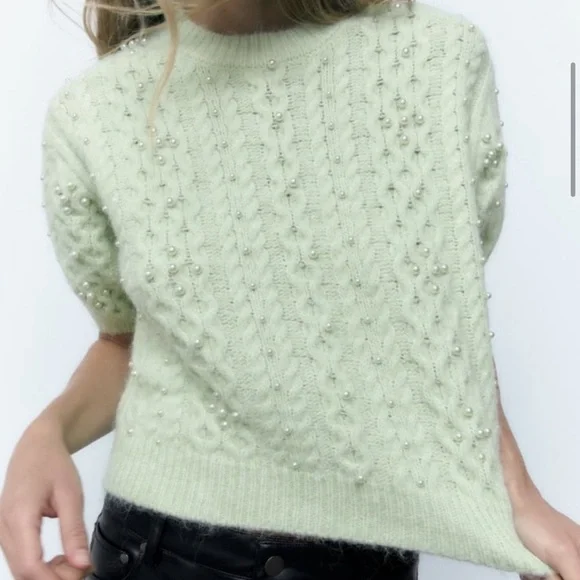 Zara Sweaters Zara Wool Alpaca Blend Lightmint Green Knit